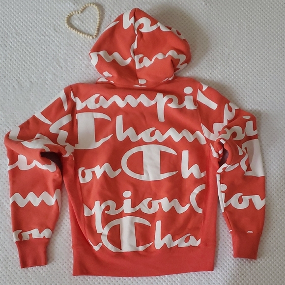 Champion Reverse Weave Coral Hoodie Medium - Picture 5 of 7
